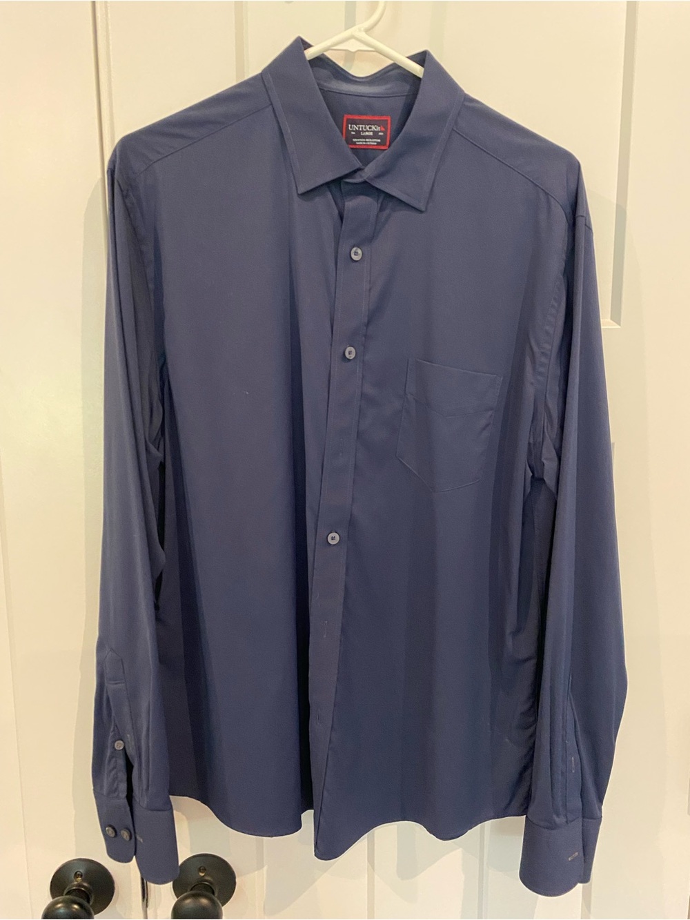 UNTUCKit Men's Dark Blue Long-Sleeve Dress Shirt